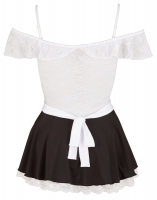 Waitress Mini Dress w. Apron & transparent Lace-Top