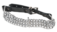 Chain Collar w. Leather Strap three silver-colored Jewelry-Chains & D-Ring & adjustable Leather-Strap by ZADO buy