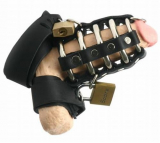 Male Chastity Device Gates-of-Hell 5-Rings lockable Leather
