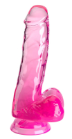 King Cock Dildo w. Balls 6-Inch transparent-pink