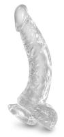 King Cock Dildo w. Balls 7.5-Inch curved transparent