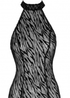 Kleid transparent knöchellang Netz & Flockprint Tiger