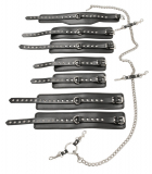Set de menottes en cuir avec chaîne Zado - Acheter le set complet de menottes pour le cou et les poignets.