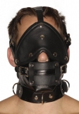 Head Restraint Leather Muzzle w. Blindfold & Gag Premium