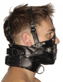 Head Restraint Leather Muzzle w. Blindfold & Gag Premium