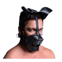 Head Harness Dog-Hood w. breathable Ball Gag PU-Leather
