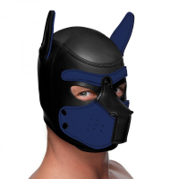 Kopfhaube Hund Neopren Puppy Hood schwarz-blau