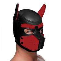 SM-Hood Dog-Head Spike Neoprene Puppy Hood black-red