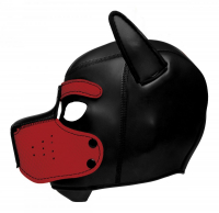 Kopfhaube Hund Neopren Puppy Hood schwarz-rot