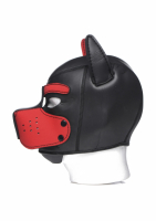 Cagoule chien néoprène Puppy Hood noir-rouge
