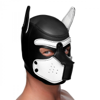 Kopfhaube Hund Neopren Puppy Hood schwarz-weiss