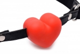 Bâillon buccal en forme de cœur silicone & bande en cuir synthétique Heart Beat