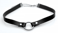 PU-Leather Choker w. silver Ring Lush Pet subtile elegant Collar small nickel-free Metal-Chain & Lobster Clasp buy
