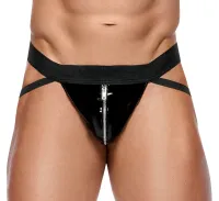 Jockstring laqué avec fermeture éclair