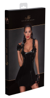 Vinyl Mini Dress w. ruffled Shoulder Straps & Zipper playful & sexy short Dress black PVC Sheen by NOIR buy cheap