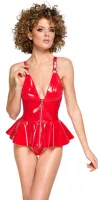 Vinyl Peplum Top & Thong red