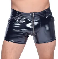 Vinyl Shorts w. Zipper & Belt Loops