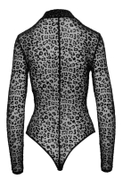 Langarm-Body Feinnetz & Flockprint Leopard