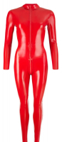 Long Sleeve Catsuit Latex w. Collar & Zippers red