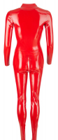 Long Sleeve Catsuit Latex w. Collar & Zippers red