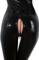 Long Sleeve Catsuit Latex w. Collar & Zippers black