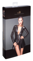 Long Sleeve Mini Dress open Front Corset-Style Wetlook glossy & highly elastic from NOIR HANDMADE buy cheap