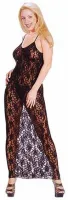 Langes Kleid transparente Spitze m. Spaghettiträgern