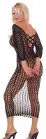 Langes Netzkleid m. ovalem Lochmuster