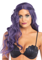 Parrucca capelli lunghi viola con onde Mermaid