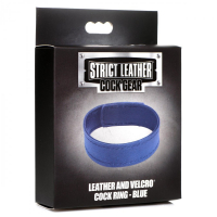 Leather Cock Ring w. Velcro blue