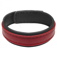 Leather Cock Ring w. Velcro red-black