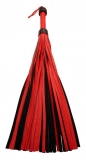 Leather Flogger Whip Heavy Tails black-red