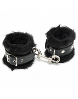 Leather Ankle Cuffs padded w. Faux Fur