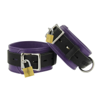 Leather Ankle Cuffs Deluxe purple-black lockable