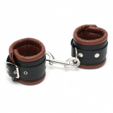 Leather Ankle Cuffs padded black-brown