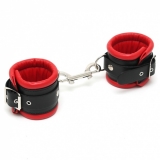 Leather Ankle Cuffs padded black-red