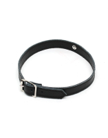 Leather Collar extra slim w. Ring narrow & simple Nappa Leather Choker w. movable Steel-Ring by RIMBA buy cheap