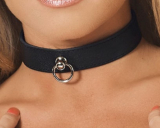 Leather Collar slim with Ring