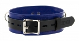 Leather Collar Deluxe blue-black lockable