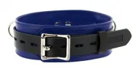 Leder Halsfessel Deluxe blau-schwarz abschliessbar