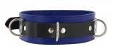 Leather Collar Deluxe blue-black lockable