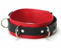 Leder Halsfessel Deluxe rot-schwarz abschliessbar