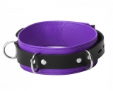 Leather Collar Deluxe purple-black lockable