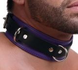 Vincolo del collo in pelle deluxe viola-nero con chiusura a chiave