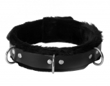 Leather Collar Fur lined Premium narrow lockable