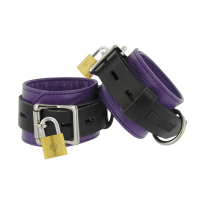 Leather Wrist Cuffs Deluxe purple-black lockable