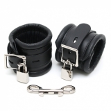 Leather Wrist Cuffs padded lockable black