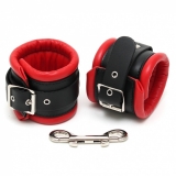 Leather Wrist Cuffs padded black-red