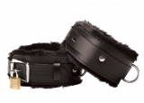 Leather Wrist Cuffs Fur lined Premium
