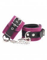 Leather Wrist Cuffs Soft Velours pink